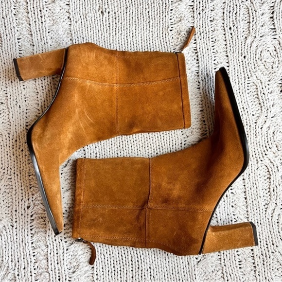 ZARA Split Suede‎ Mid-Heel Ankle Boots Brown  Size 41 - Picture 2 of 11